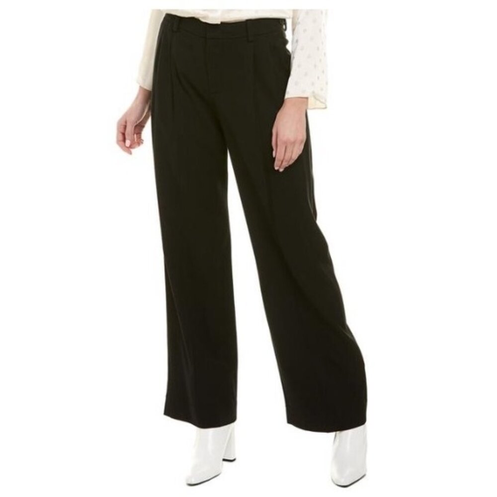 Vince Cropped Wide Leg Black Trousers 98% Wool  Sz 4 EUC Classic Workwear